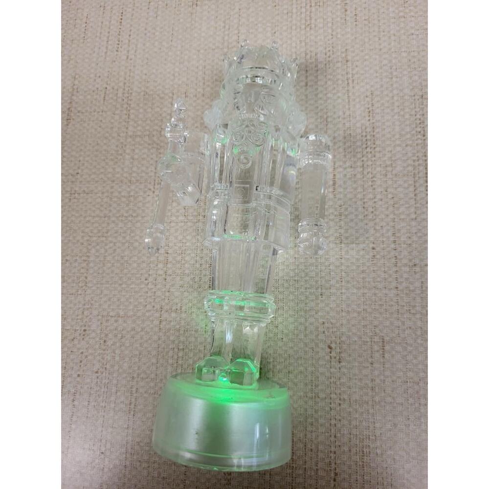 Light-Up Clear Acrylic Nutcracker Ornament LED Color-Change